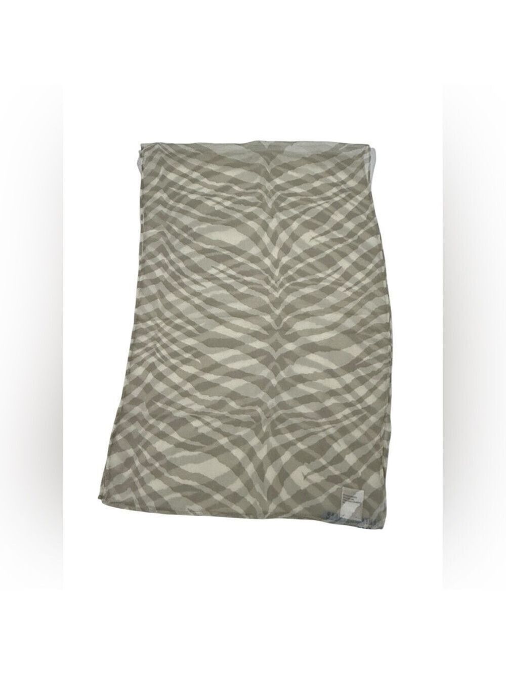 Antonio Melani Zebra Print Silk Scarf Beige Neutral Oblong Wrap